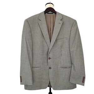 Lauren Ralph Lauren Houndstooth Silk Wool Blazer 44R Classic Tailored Sport Coat